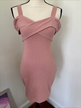 By the way Off-Shoulder Bodycon Dress in Dusty Rose XS